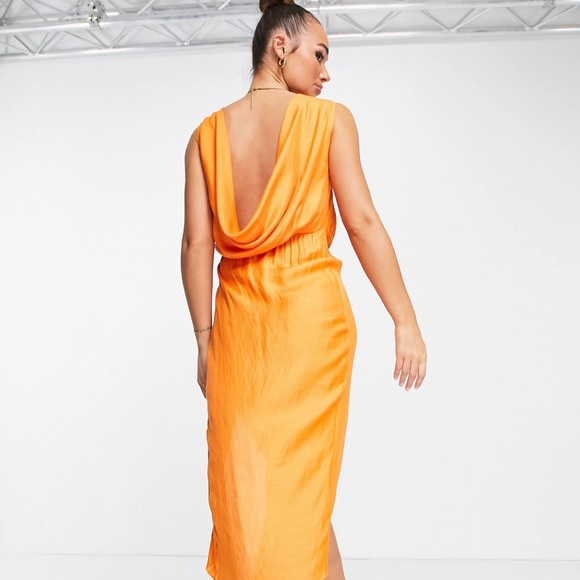 ASOS drape back midi dress - Picture 3 of 4